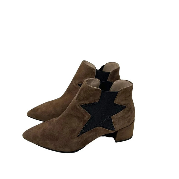 LODI Brown Suede Star Heeled Chelsea Boots Size 36 US 6-6.5‎ - Picture 3 of 10